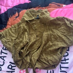 Green crop top that ties in the front